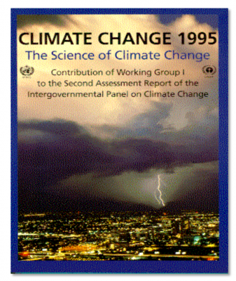 Cover of the Second Assessment Report (for Working Group 1) of the Intergovernmental Panel on Climate Change. 