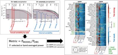 Objective performance metrics that measure precipitation variability amplitude across timescales from sub-daily to interannual are developed and applied to CMIP5, CMIP6, and satellite-based precipitation products.