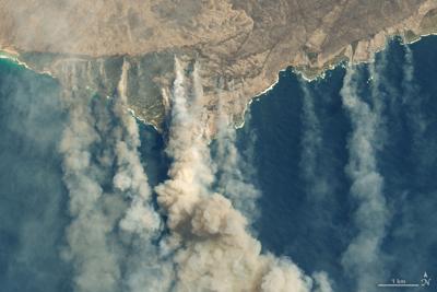 Wildfires seen from space on Australia’s Kangaroo Island in early 2020. Photo by NASA.