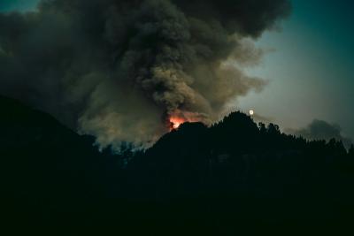 A wildfire at night.